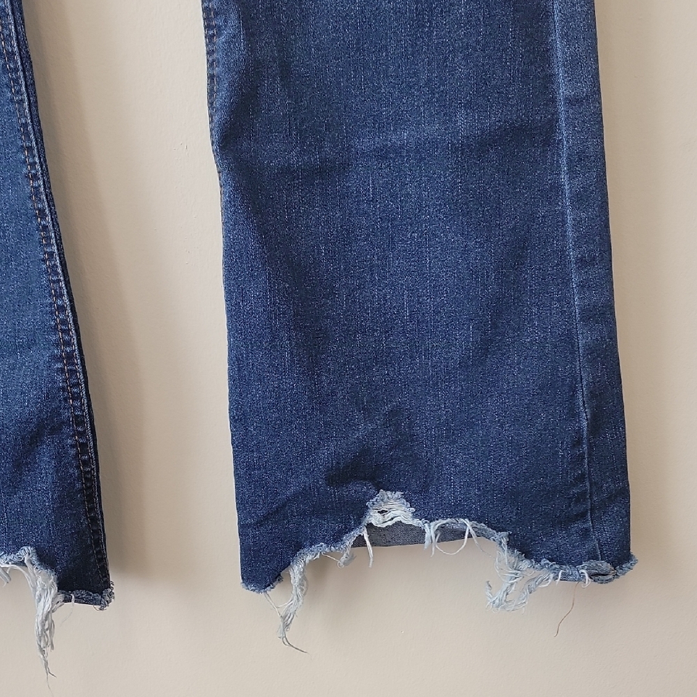 Tinseltown High Rise Flare Jeans Raw Hem Stretch Denim - Picture 5 of 14